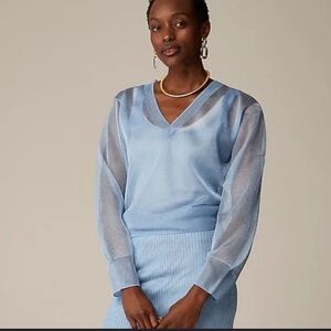 NWOT J.Crew sheer cerulean sweater
